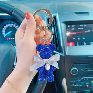 Hot Sale Cute Litte Bear Bow Diamond Keychain Anti-Lost Car Key Pendant Decoration Wholesale Custom Keychain Promotional Gifts - Product Image 5