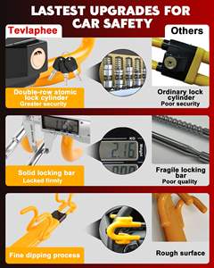 Verrouillage de sécurité universel en métal réglable pour dispositif robuste, verrouillage de volant de <span class=keywords><strong>voiture</strong></span> SUV antivol avec 3 clés - Product Image 2