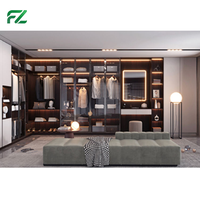 Armoire de chambre moderne et minimaliste, placard de rangement sur mesure, porte coulissante, entièrement en aluminium, portes en verre trempé du sol au plafond