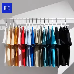 HIC Custom Logo Men's Oversized T-Shirt Solid Color Casual Crew Neck Drop Shoulder 210 Grams