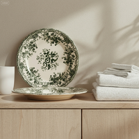 Ensemble de vaisselle en mélamine de luxe de haute qualité, motif floral, assiettes en mélamine, idéal pour les mariages, les restaurants