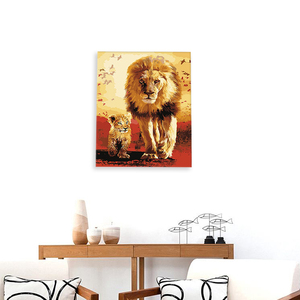 Kit educativo DIY para niños, regalo de cumpleaños, pintura Animal para madre y bebé por número León - Product Image 4