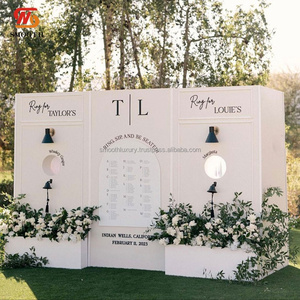 Suave moderno personalizado boda telón de fondo soporte suministros nuevo diseño telón de fondo Led acrílico Pvc blanco rectángulo telón de fondo - Product Image 4