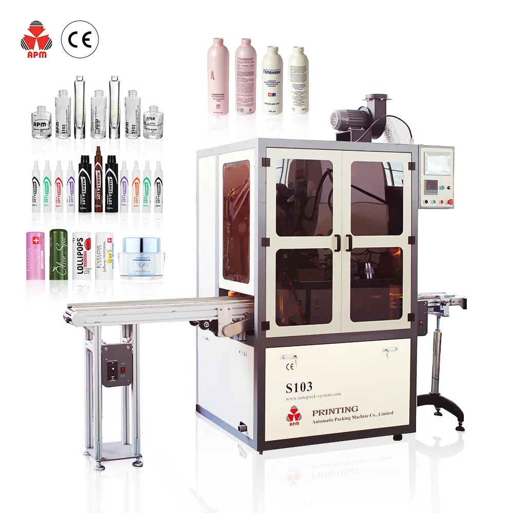 S103 automatische Lippenstift-Rohrflaschen-Strichdruckmaschine mit UV-Trocknofen