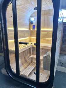 Traditionele Hemlock Moderne Sauna Elektrische Kachel Verre Infrarood Verwarming Droge Stoom 2 Persoons Capaciteit Grote Ramen voor Welzijn - Product Image 4