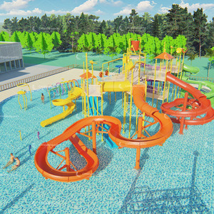 Tobogán de fibra de vidrio, equipo de parque acuático al aire libre cuadrado, modelo 3D <span class=keywords><strong>2022</strong></span>, nuevo diseño, 4400 - Product Image 2
