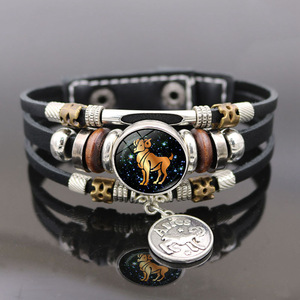 Pulseras Luminosas <span class=keywords><strong>de</strong></span> PU con 12 Constelaciones Hechas a Mano al por Mayor, Multicapa con Cuentas y Regalo Unisex - Joyería <span class=keywords><strong>de</strong></span> Moda - Product Image 1
