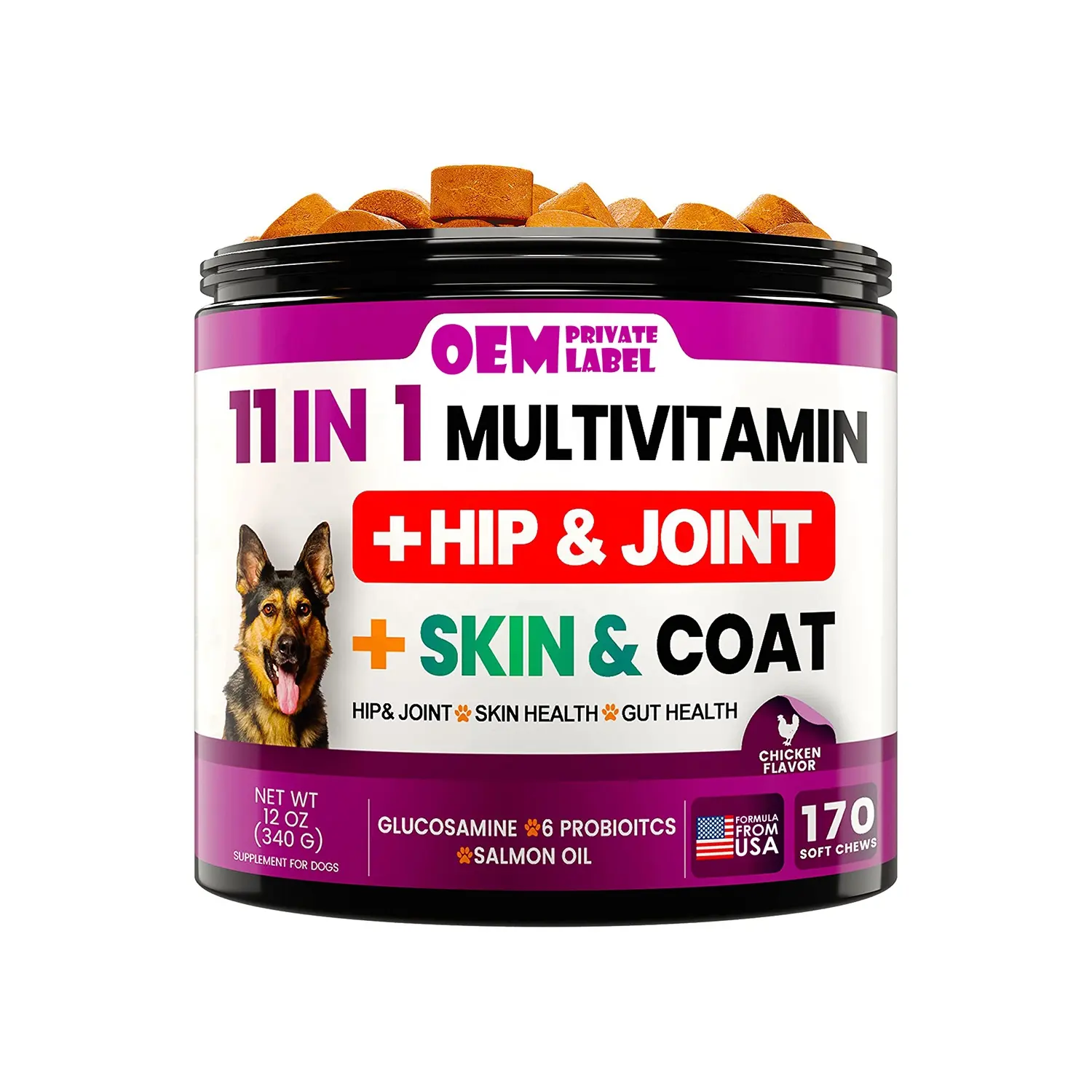 11 IN 1 köpek Multivitamin çiğneme ile Glucosamine köpek vitaminler takviyeleri Pet kondroitin kalça ve eklem desteği sağlık bağışıklık