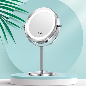 Customizable Luxury Touch Screen Switch Rotatable Desktop Stand Metal 10X Magnifying Vanity <b>Mirrors</b> <b>Makeup</b> <b>Mirror</b> With Led Light - Product Image 2