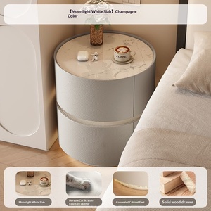 Mesita de Noche Moderna Europea de Madera Crema con 2 Cajones, Carga Inalámbrica, Luz LED y Almacenamiento Multifuncional <span class=keywords><strong>para</strong></span> Apartamentos Pequeños - Product Image 6