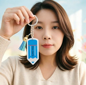 <span class=keywords><strong>Porte</strong></span>-clés en acrylique personnalisé avec logo et pompons, idéal pour la vente en gros, cadeaux personnalisés pour la Journée de reconnaissance des enseignants, et faveurs de rentrée scolaire - Product Image 1