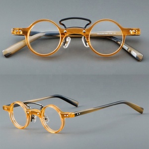 Đen Retro hơi <span class=keywords><strong>Punk</strong></span> Mens kính Acetate Eyewear sản xuất Retro chống màu xanh kính mắt kính khung quang học - Product Image 5