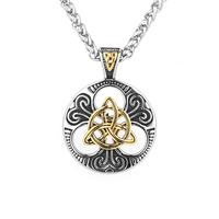 Kalung Liontin Pria Anti Karat Tahan Air Gaya Vintage Viking Irlandia Simpul Konsentris Baja Tahan Karat 316L Grosir Perhiasan
