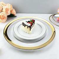 Assiettes de présentation en verre minimalistes, 200 pièces, rondes, pour mariage, avec bord doré, 13 pouces, vaisselle en verre