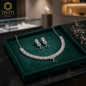 Ensemble de bijoux en argent sterling 925, zircone cubique, pierre précieuse verte émeraude, collier et boucles d'oreilles, ensemble de bijoux de luxe pour mariage, bijoux fins - Product Image 3