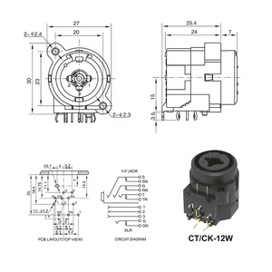 Adaptateur de haut-parleur audio <span class=keywords><strong>XLR</strong></span> 1/4 <span class=keywords><strong>Combo</strong></span> <span class=keywords><strong>Jack</strong></span> 11 broches Noir Montage sur panneau Connecteur pour équipement audio professionnel - Product Image 5