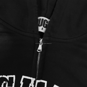 เสื้อฮู้ดดี้คุณภาพสูงแบบหนา ตกแต่งด้วยคริสตัลสไตล์เรโทร พร้อมซิปหลวมๆ สำหรับการซักแบบทำให้ดูเก่า ชุดเสื้อฮู้ดดี้และกางเกงสำหรับผู้ชาย - Product Image 3
