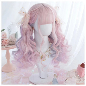 ฮาราจูกุ โลลิต้า วิกผมยาวหยิกสีรุ้ง ไฟเบอร์คาเนคาลอน ไม่ต้องใช้กาว สำหรับคอสเพลย์ - Product Image 2
