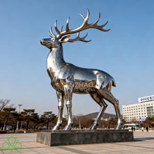 SENZHAO Customizable <b>Large</b> Stainless Steel Deer Sculpture Geometric Polished Metal Elk Statue for <b>Garden</b> Commercial Decoration - Product Image 4