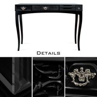 Console moderne pour entrée, salon ou couloir, avec tiroirs artisanaux, poignées en laiton et accents miroir