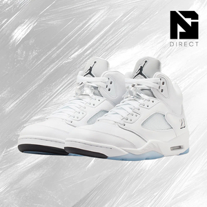 Air Jordan 5 Retro 'White Metallic' 2026, Zapatillas de Baloncesto Blancas de Caña Alta, con Cordones, Forro de Malla de Cuero Genuino, Transpirables - Product Image 2