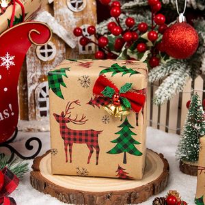 Kraft Christmas <b>Wrapping</b> <b>Paper</b> Roll 17 In X 33 Ft Plaid Deer Pattern Recyclable Brown Thick Packaging <b>Paper</b> - Product Image 5