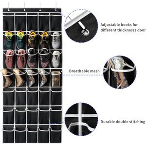 35 Pockets Over The Door Shoe Organizer <b>Hanging</b> Mesh <b>Storage</b> For Shoes Behind Doors On <b>Walls</b> Black - Product Image 4