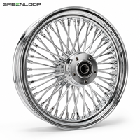 Juego de Ruedas para Motocicleta Greenloop Premium Personalizadas de 48 Radios Gruesos, 16, 18, 19, 20, 21 Pulgadas, Llantas Cromadas Negras para Modificación de Motos Cruiser de Lujo