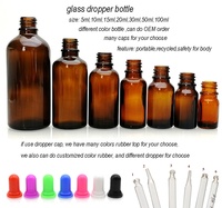 Emballages cosmétiques vides, flacons en verre pour huile à barbe, 5-100 ml, bouchon à vis, flacon d'huile essentielle brun ambré avec impression sérigraphique