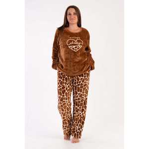 Ensemble de pyjama pour femmes XXL à col rond et manches longues avec poche ovale, vêtements de nuit doux - Product Image 5