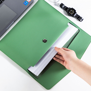 Đa chức năng màu xanh A4 tổ chức biểu tượng tùy chỉnh phong bì thư mục tập tin với nút từ <span class=keywords><strong>PU</strong></span> da không thấm nước túi tài liệu - Product Image 4
