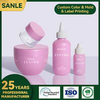 Ensemble de flacons de crème pour le soin de la peau en PE rose de haute qualité pour un emballage cosmétique en plastique de luxe