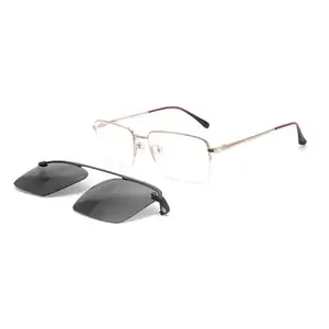 China Factory Custom Design Metal Square Frames Polarized Fake Designer Sunglasses Men Clip on Sport Sun Glasses