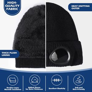 Chapeau tricoté chaud d'hiver avec doublure en polaire épaisse, matière polyester unisexe - 6 couleurs pour les voyages et les activités de plein air - Product Image 2