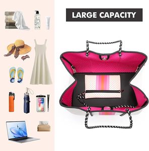 Bolsa <span class=keywords><strong>de</strong></span> <span class=keywords><strong>Playa</strong></span> Multiusos <span class=keywords><strong>de</strong></span> Neopreno <span class=keywords><strong>con</strong></span> Bolsa Adicional a Juego, Bolsa <span class=keywords><strong>de</strong></span> Mano Grande <span class=keywords><strong>de</strong></span> Neopreno para Mujer, para Actividades al Aire Libre - Product Image 5
