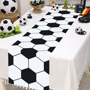 DAMAI - Decoración de Mesa para Fiestas de Cumpleaños Infantiles con Temática de Fútbol, Camino de Mesa Desechable de PE Blanco y Negro - Product Image 1