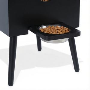 Dispenser per Cibo per Animali in Legno di Ciliegio di Lusso |   Mobiletto Porta Cibo per Cani Fatto a Mano |   Articoli per Animali Domestici in Stile Vintage per la Casa - Product Image 4