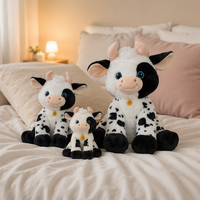 Peluche Vache Noire et Blanche Ultra Douce, Rembourrée en Coton PP, Jouet Anti-Stress pour Enfants, Cadeau d'Anniversaire ou de Chambre