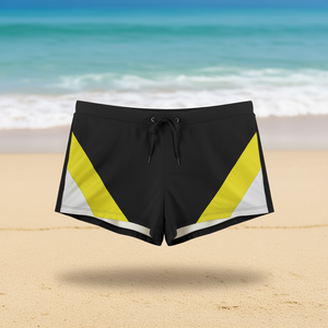 Pantaloncini da donna Buonic neri con bordo a contrasto giallo M L XL XXL Costumi da bagno Abbigliamento sportivo - Product Image 2