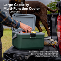 Glacière multifonction 16QT, boîtier robuste, matériaux de qualité alimentaire pour le camping et l'utilisation en véhicule, achat en gros