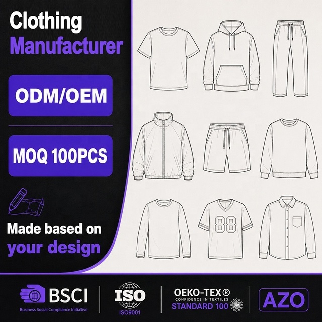 Custom Garments Manufacturer OEKO-TEX 100 BSCI Certification Bulk OEM Sportswear Factory for Brand