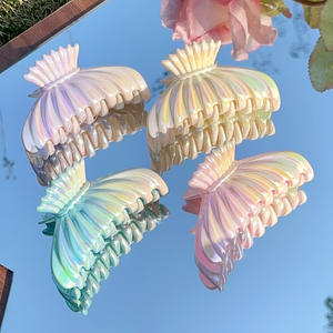 QianJin Großhandel Frühling koreanischen Stil schillernden Schmetterling Meerjungfrau Schwanz Haar Klaue Clips Kunststoff Harz Haarschmuck für Mädchen - Product Image 3