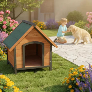 Casa de Madera para Perros Grandes con Techo Abatible y Revestimiento Impermeable, Refugio Duradero para Mascotas con Patas Ajustables - Product Image 2