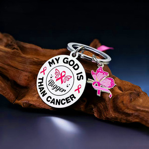 Llavero Espiritual con la Frase 'Mi Dios es Más Grande que el Cáncer', para Concientización sobre el Cáncer de Mama, Pancreático, Ovárico y de Vejiga, para Mujeres - Product Image 3