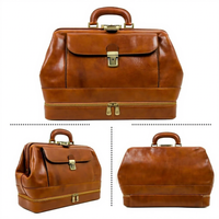Bolso Gladstone de Cuero de Grano Completo Vintage, Estilo Maletín de Doctor Premium, Bolso de Fin de Semana de Alto Estilo, Bolso Boston con Cierre Metálico