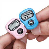 Compteur de doigts électronique compact en plastique pour musulmans, avec bouton de réinitialisation unique et boussole intégrée