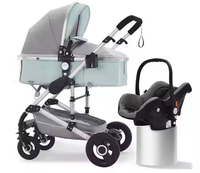 Poussette de luxe 3-en-1 avec siège auto pour nouveau-né, système de voyage et landau, idéale pour les sorties en extérieur