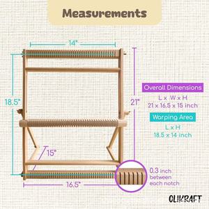 Olikraft Wooden <b>Weaving</b> <b>Loom</b> 12x18 Inch Easy Setup With Tutorial For Home Crafting And DIY Textile Projects - Product Image 4