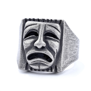 Bagues de mode punk en gros, bijoux fins, expressions rétro de joie, colère, tristesse, bonheur, pour hommes et femmes - Product Image 2