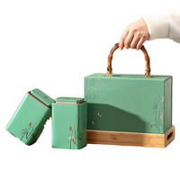 RTS boîte à thé grise de luxe personnalisée nouveau design boîte en carton cadeau portable vide verte/noire pour l'emballage du thé